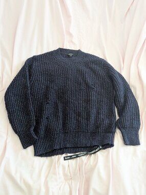 Diesel Blue Distressed K-CARBON Knitwear Sweater S